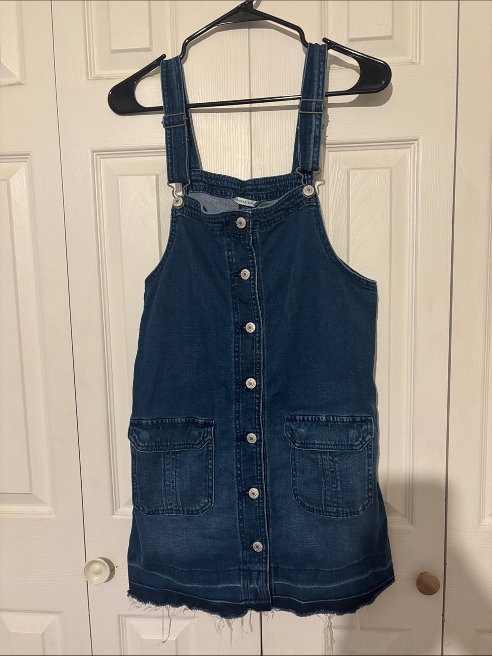 American Eagle Outfitters Dark Blue Denim Overall Mini Dress